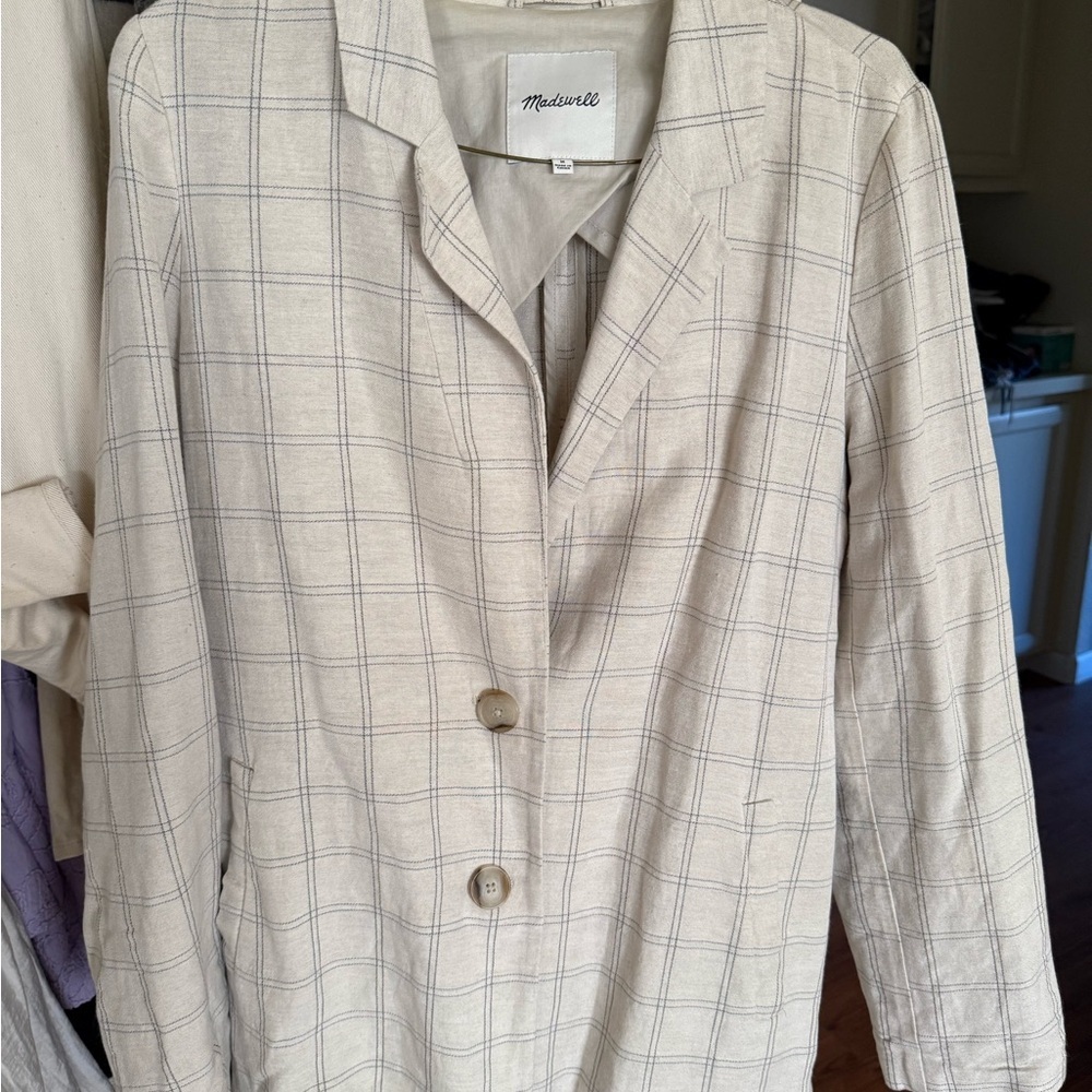 Madewell Women's Beige Checkered Blazer